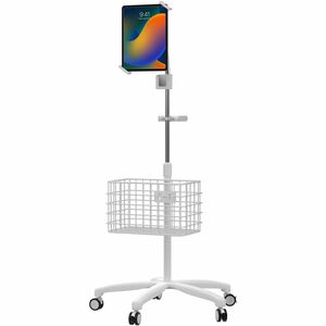 CTA Digital Heavy-Duty Security Medical Mobile Floor Stand and Accessories for 7-13 Inch Tablets (White)