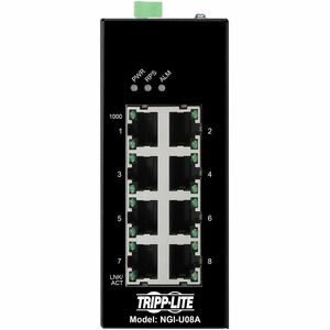 Tripp Lite by Eaton 8-Port Unmanaged Industrial Gigabit Ethernet Switch - 10/100/1000 Mbps, Ruggedized, -40Â° to 75Â°C, EIP QoS, DIN Mount - TAA Compliant