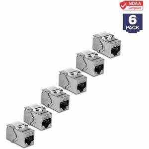 TRENDnet Cat6A RJ45 Keystone Inline Coupler Keystone Jack, 6-Pack, TC-KC06C6A, Keystone Jack Female to Female for Wall Plates & Blank Shielded Keystone Patch Panels, Ethernet Extender Adapter, Silver