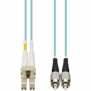 AddOn 3m LC to FC Aqua OM4 Duplex OFNR (Riser-Rated) MMF (Multi Mode) Fiber Patch Cable, 50/125