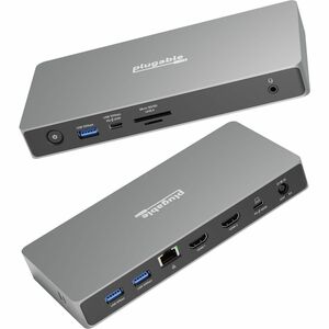 Plugable USB C Docking Station Dual Monitor, 11-in-1, USB4 100W Laptop Charging Dock for Windows and Thunderbolt