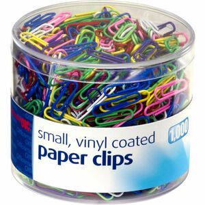 Paper Clips, #2 Vinyl, Assorted Colors, 1000/Tub