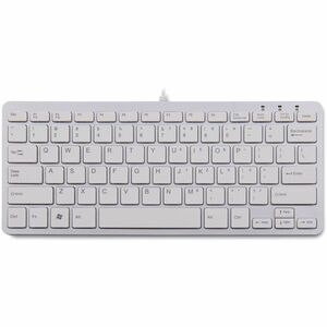 R-Go Compact ergonomic keyboard, flat design, mini keyboard, QWERTY (US) layout, wired, white