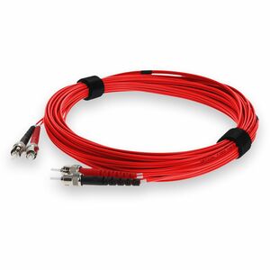 AddOn 2m ST to ST Red OM4 Duplex OFNR (Riser-Rated) MMF (Multi Mode) Fiber Patch Cable, 50/125