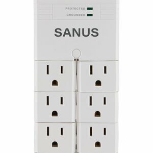 Sanus On-Wall Surge Protector - 6 Rotating Outlet Power Strip - White