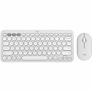 Logitech Pebble 2 Combo, Wireless Keyboard and Mouse, Quiet and Portable, Customizable, Logi Bolt, Bluetooth, Tonal White