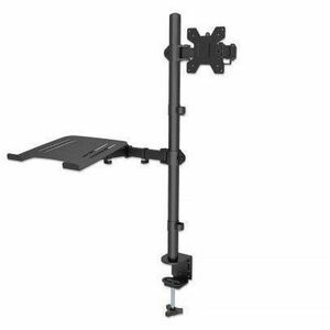 Desk Mount for Monitors & Laptop Combo (Full Motion), For screens: 10-27" , Laptop up to 17" , Clamp Assembly, VESA compatability: 75x75 and 100x100mm - check the dimensions of the four mounting holes on back of screen to ensure it fits, Max 8kg, Bracket