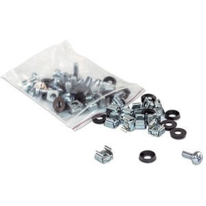 Intellinet Network Solutions M6 Cage Nut Set for Server, Rack or Cabinet, Includes Cage Nuts, Screws and Plastic Washers, 50 Pieces Each