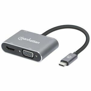 Manhattan USB-C to HDMI & VGA 4-in-1 Docking Converter with Power Delivery