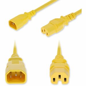 AddOn 5ft C14 Male to C15 Female 14AWG 100-250V at 15A Yellow Power Cable