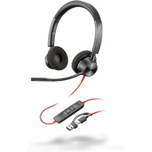 Poly Blackwire 3320 Wired On-ear Stereo Headset - Black
