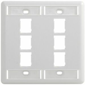 Ortronics HDJ 6 Port Double Gang Faceplate, With Label Field, Cloud White