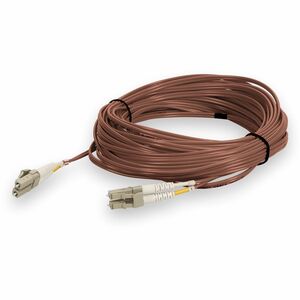 AddOn 15m LC to LC Brown OM4 Duplex OFNR (Riser-Rated) TAA Fiber Patch Cable