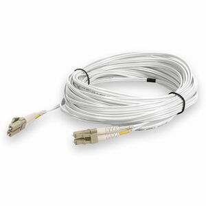 AddOn 15m LC to LC White OM4 Duplex OFNR (Riser-Rated) TAA MMF (Multi Mode) Fiber Patch Cable, 50/125