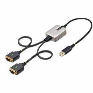 StarTech.com 2ft/60cm 2-Port USB to Serial Adapter Cable, COM Retention, FTDI, DB9 RS232, Changeable DB9 Screws/Nuts, Windows/macOS/Linux