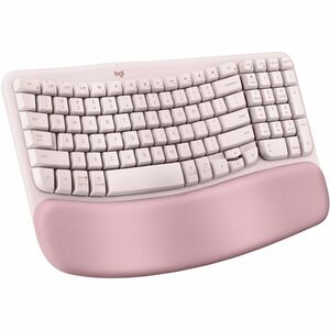 Logitech Wave Keys Wireless Ergonomic Keyboard with Cushioned Palm Rest, Comfortable Natural Typing, Easy-Switch, Rose