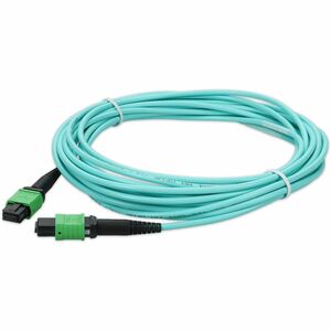 AddOn 15m MPO/APC to MPO/APC Aqua OM4 LSZH 12-Strand MMF (Multi Mode) Fiber Patch Cable, 50/125