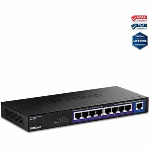 TRENDnet 9-Port Multi-Gig Switch, TEG-S591, 8 x 2.5G RJ-45 Ports, 1 x 10G RJ-45 Port, 60Gbps Switching Capacity, Lifetime Protection, Black