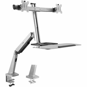 Rocstor ErgoCenter Desk Mount for Monitor, Mouse, Keyboard - Silver - TAA Compliant