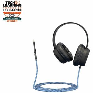 MAXCases Extreme Headphone w/braided cable, (No volume control, no mic) w/ 3.5mm connector, breakaway adapter (Black)
