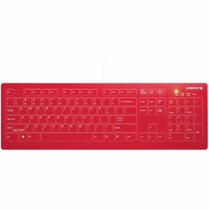 CHERRY AK-C8112 Medical Keyboard - Permanent Cable - US Layout - (CF/WIN LEFT) Red