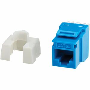 Eaton Tripp Lite Series Cat6a Keystone Jacks, 25 Pack - 4PPoE Compliant, 110/Krone, 568A/B, RJ45 Ethernet, Blue, TAA