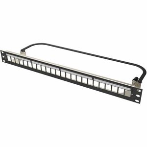 Ortronics Clarity HDJ 24-Port, 1RU Shielded High Density Jack, Unloaded Flat Panel - Black