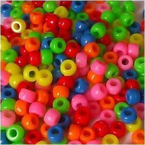 DBLG Import 6x9mm Assorted Opaque Neon Color Pony Beads