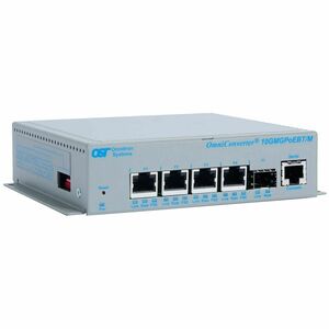 Omnitron Systems OmniConverter 10GMGPoEBT/Sx, 1x SFP/SFP+, 4x RJ-45 PoE/PSE, 5 Year Warranty