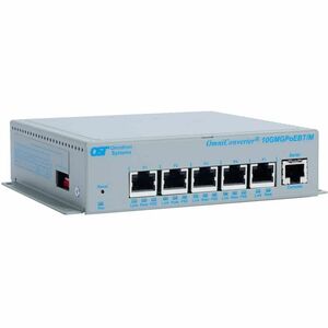 Omnitron Systems OmniConverter 10GMGPoEBT/Sx, 1x RJ-45, 4x RJ-45 PoE/PSE, 5 Year Warranty