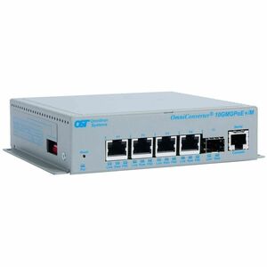 Omnitron Systems OmniConverter 10GMGPoE+/M, 1x SFP/SFP+, 4x RJ-45 PoE/PSE, 5 Year Warranty