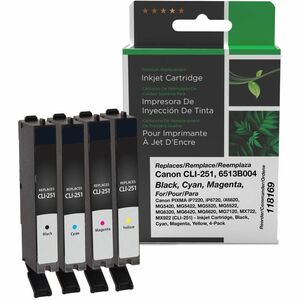 Clover Imaging Remanufactured Black, Cyan, Magenta, Yellow Ink Cartridges for Canon CLI-251 (6513B004) 4-Pack