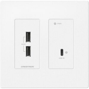 Crestron DM Lite 4K60 4:4:4 Transmitter for USB-C DisplayPort and USB 2.0 Signal Extension over CATx Cable, Wall Plate, White