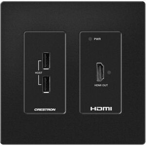 Crestron DM Lite 4K60 4:4:4 Receiver for HDMI and USB 2.0 Signal Extension over CATx Cable, Wall Plate, Black