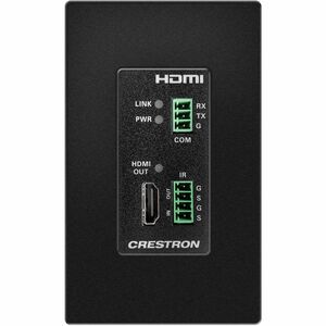 Crestron DM® Essentials 4K60 4:4:4 Receiver for HDMI®, RS-232, and IR Signal Extension over CATx Cable, Wall Plate, Black