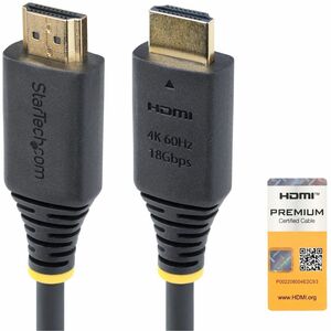 StarTech.com 3ft (0.9m) Premium Certified High Speed HDMI Cable, 4K 60Hz/1440p 144Hz, 18Gbps, UHD HDMI 2.0 Cord, TPE Jacket