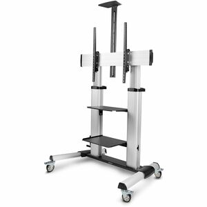 StarTech.com Rolling TV Cart/Stand On Wheels, For 60-100inch Flat Screens and 220lb, Height Adjustable Mobile Trolley Mount/Portable Stand