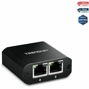 TRENDnet 2-Port Gigabit Splitter with USB Type C Power, TEG-102S, Splits One Network Connection Into Two, USB Type C Power Cable Included, NDAA & TAA Compliant