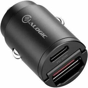 Alogic 30W car charger USB-C USB-A ports fast charging for laptops, tablets, and smartphones