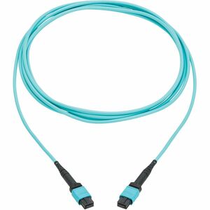 Eaton Tripp Lite Series 100G Multimode 50/125 OM4 Fiber Optic Cable (12F MPO/MPO-PC F/F), Type-A Polarity, OFNP, Aqua, 4 m (13.1 ft.), TAA
