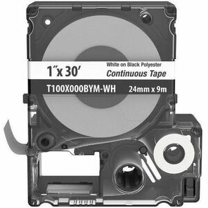 Panduit MP Cassette, Continuous Tape, Polyester, 1.00" W x 30' L, White on Black