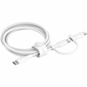 Belkin 60W 2-in-1 USB-C to USB-C and Lightning Cable - 480 Mbps - Braided - M/M - 5ft/1.5m - White