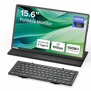Plugable's award winning portable monitor (USBC-PDMON) and portable keyboard (BT-KEY3XL) bundle