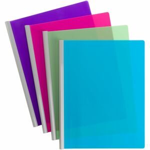 Smead Poly Report Cover with Sliding Bar, Letter Size, 25 Sheet Capacity, Assorted Colors, 4 per Pack (86047)