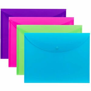 Smead Project Envelope, Snap Closure, Top Load, Letter Size, Assorted Colors, 4 per Pack (89685)
