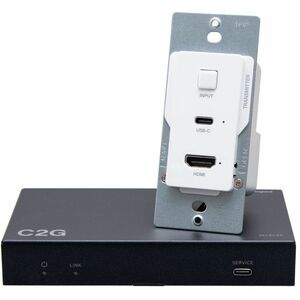 C2G HDMI&reg; HDBaseT + USB-C&reg; Data and Video over Cat Extender Wall Plate Transmitter to Box Receiver - 4K