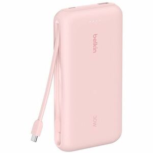 Belkin 30W 2-port Power Bank w/ Integrated USB-C Cable - 20K mAh - 1xUSB-A, 1xUSB-C - Portable Charger - Pink