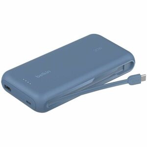 Belkin 30W 2-port Power Bank w/ Integrated USB-C Cable - 20K mAh - 1xUSB-A, 1xUSB-C - Portable Charger - Blue