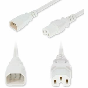 AddOn 8ft C14 Male to C15 Female High-Temperature 14 AWG 250V at 15A PVC SJT (Service Junior Thermoplastic) White Power Cable