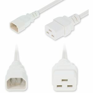 AddOn 3ft C14 Male to C19 Female Industrial Grade 14 AWG 250V at 15A PVC SJT (Service Junior Thermoplastic) White Power Cable